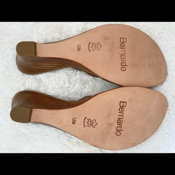 NEW Bernardo Sandals 12 Medium Leather Double Braid BRONZE & PEWTER Chic Luxury - Picture 12 of 15